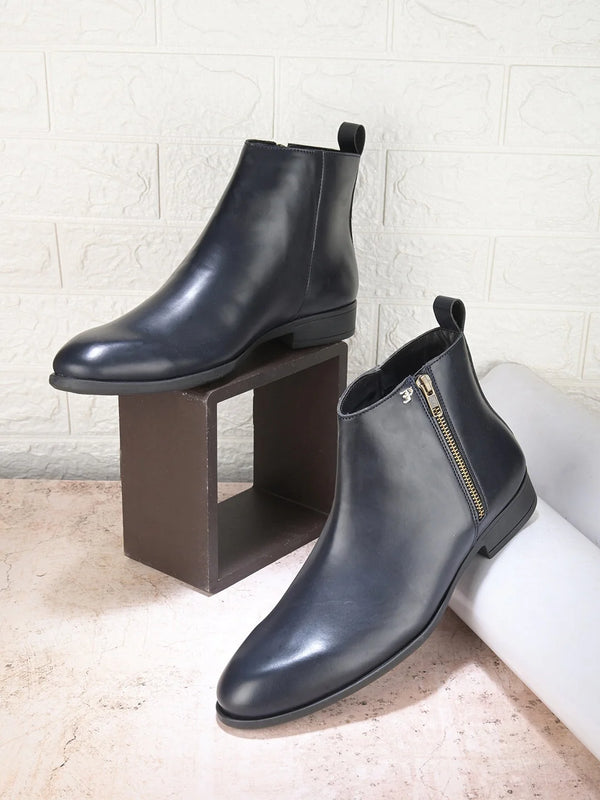 Zip-Closure Casual Leather Boots For Men