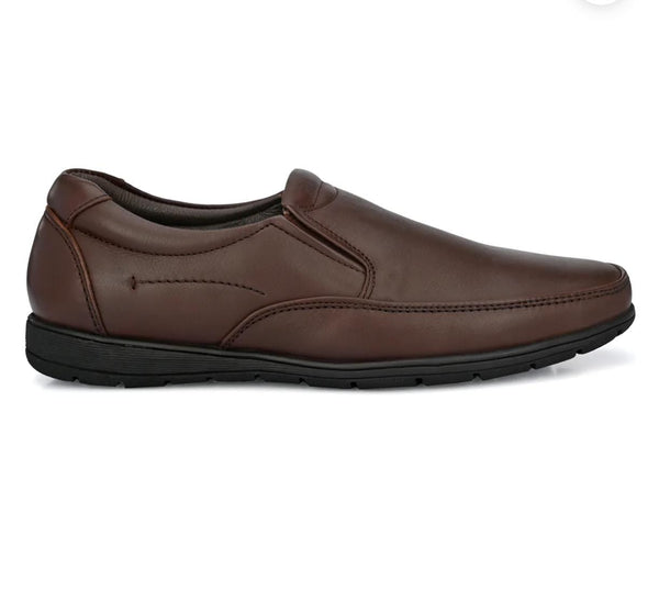 Men's Round-Toe Slip-On Brown Shoes